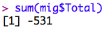 R code for total total migration