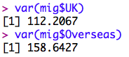 R code for UK, Overseas and Total net migration overlay plot