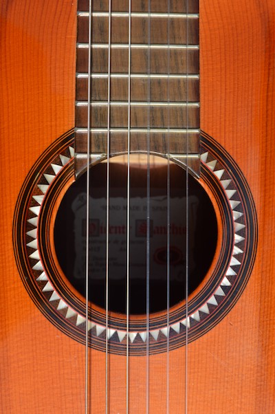 guitar strings and sound hole